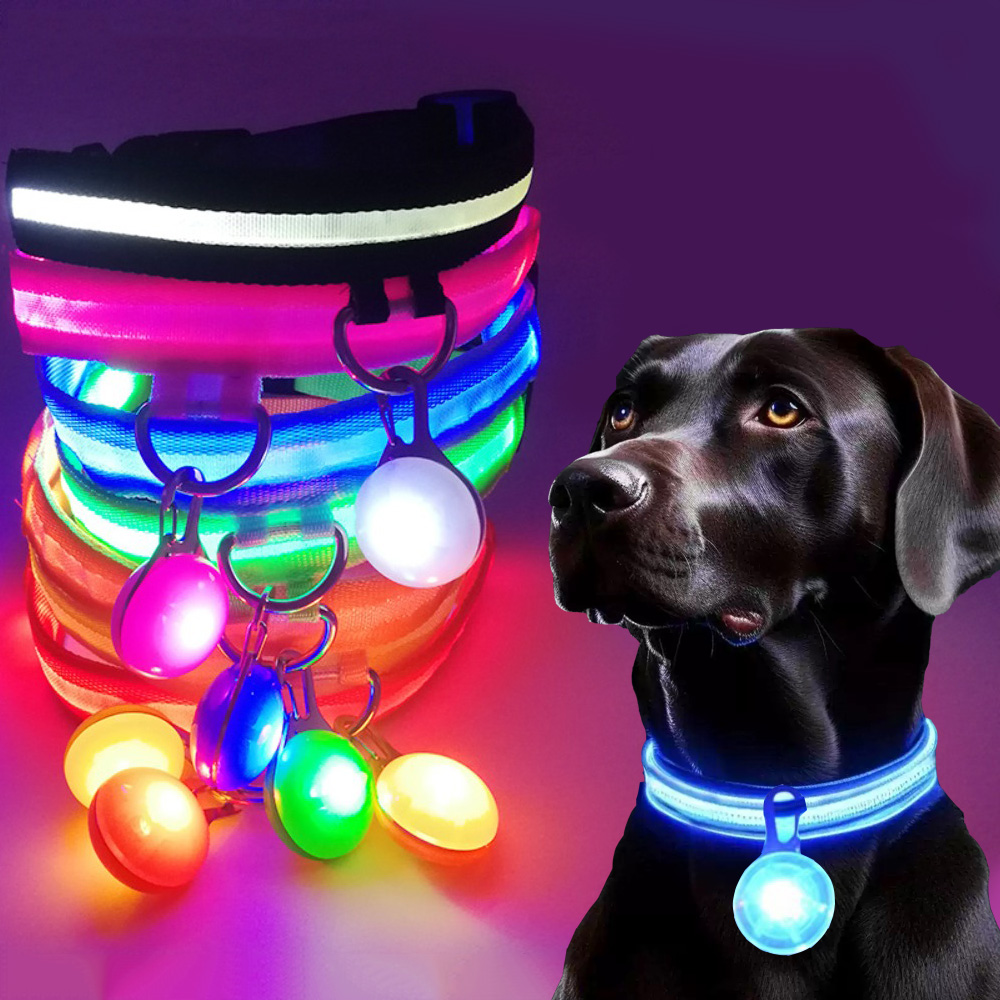 Tech Dog Accessories - USB充電式 光る犬用首輪 ペンダント付き 取り外し可能 高級LEDライト 小型犬