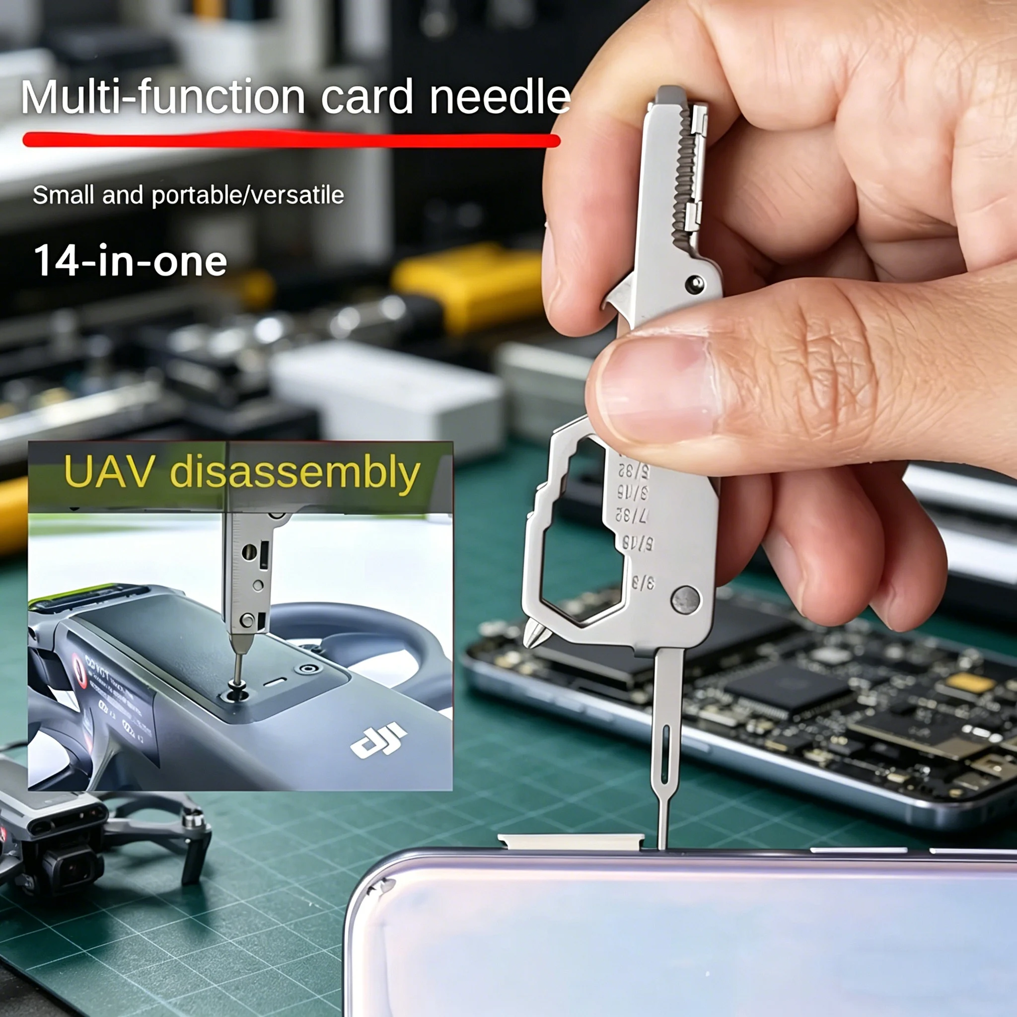 Tech Accessories Kit - 多機能キーホルダーEDCツール - SIMイジェクター、眼鏡＆ドローン修理用ドライバー、栓抜き - テクノロジー愛好家のためのクリエイティブなギフト