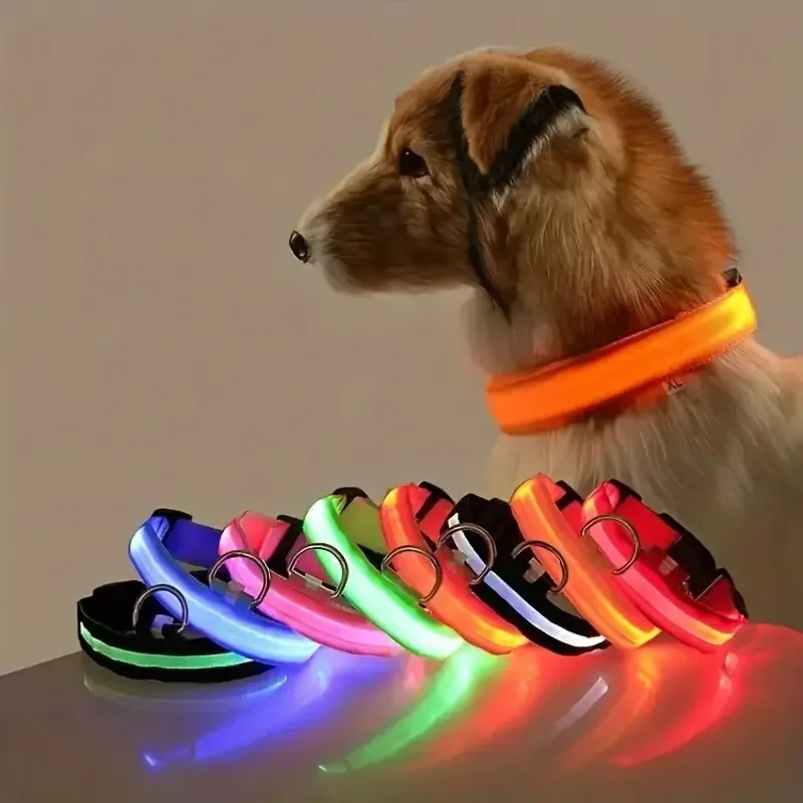 Tech Dog Accessories - ナイロン製LEDナイトセーフティフラッシュグローインザダークドッグリーシュ犬用発光蛍光ペットドッグカラー