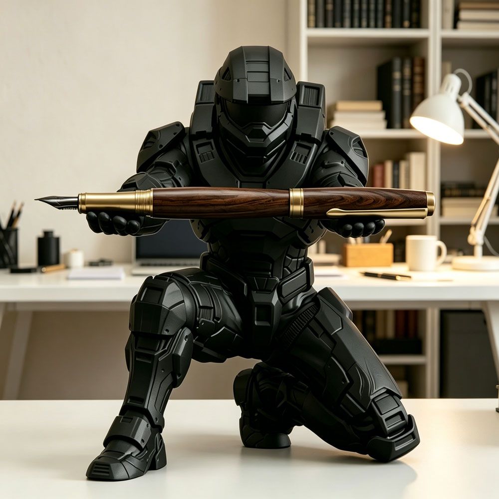 Tech Accessories Stand - 3Dプリントペンホルダー、クールなテクノロジー兵士ペンスタンド、クリエイティブなデスクトップ装飾収納、スタイリッシュな文房具ディスプレイ装飾