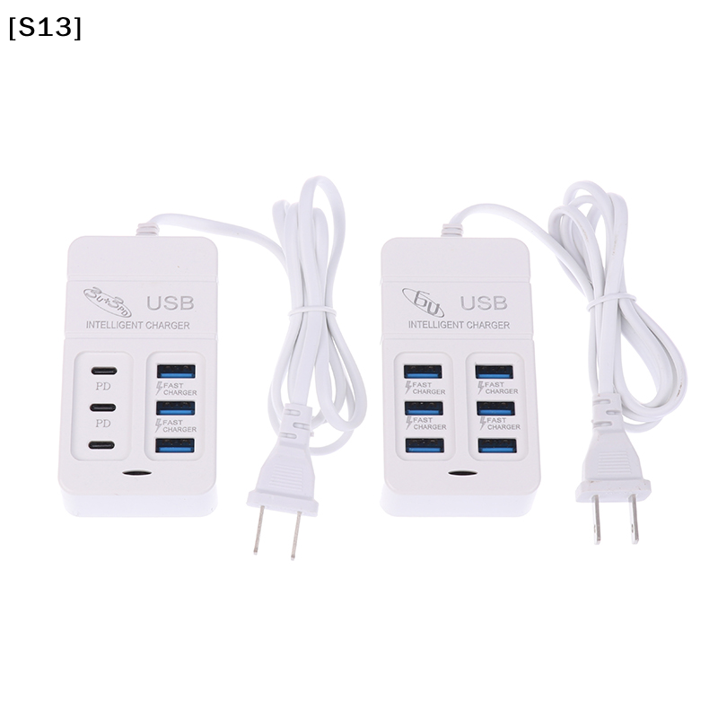 Type C Multiport Adapter - 1PC USプラグ 6ポート マルチポートUSB充電器 35W PD