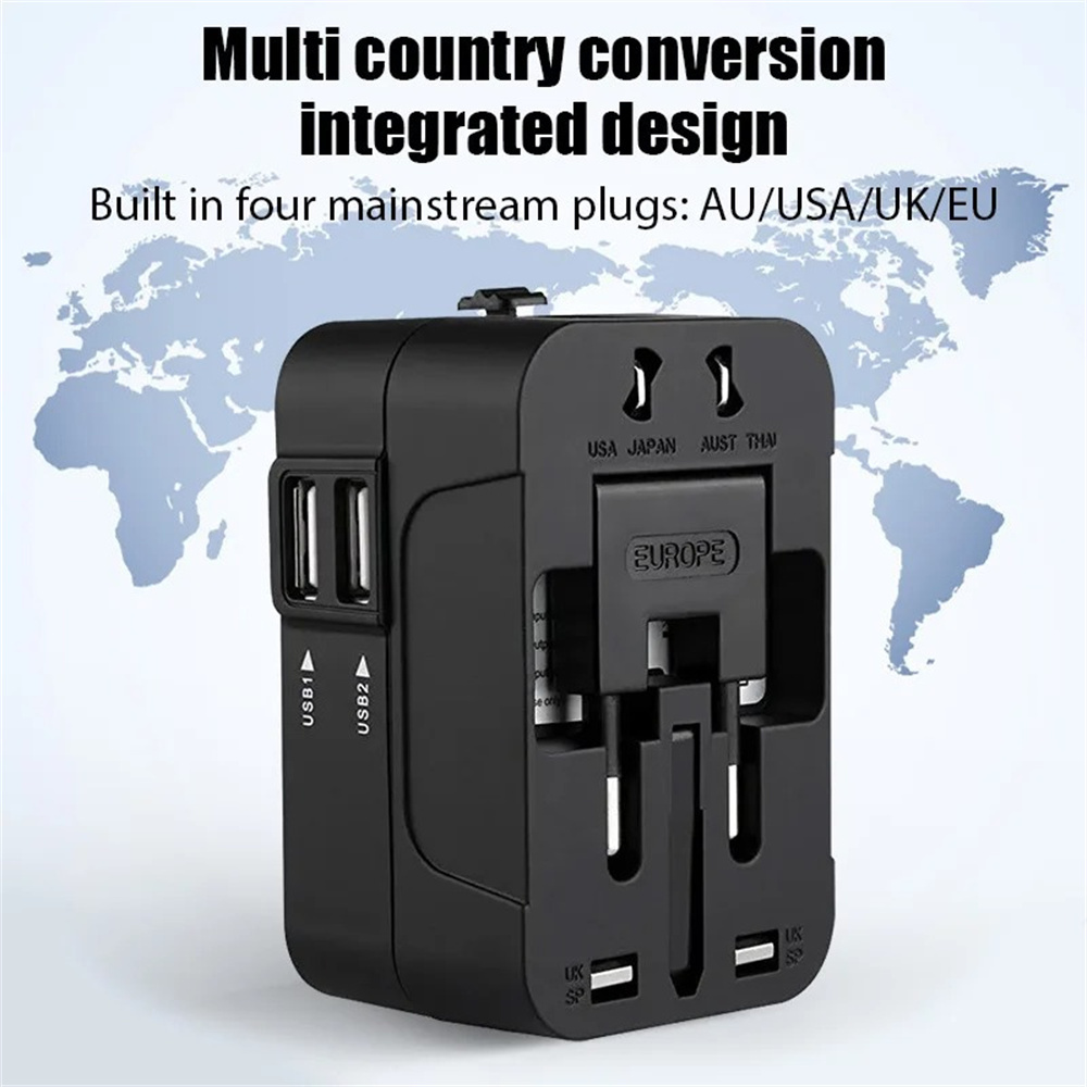Type C Multiport Adapter - オールインワン万能国際プラグアダプター 2USBポート 1 Type-Cポート 世界旅行用AC電源充電アダプター AU/US/UK/EUコンバーター