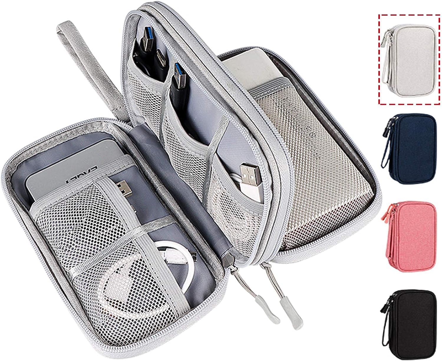 Tech Accessories Kit - トラベルオーガナイザーバッグケーブル収納オーガナイザーポーチキャリーケースポータブル防水二重層収納袋ケーブルコード充電器