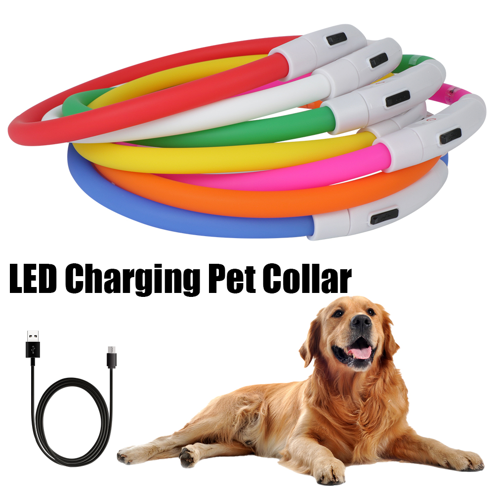 Tech Dog Accessories - LED USB犬の首輪,点滅,光沢のある防止,夜の安全性,照明付き,ペットアクセサリー