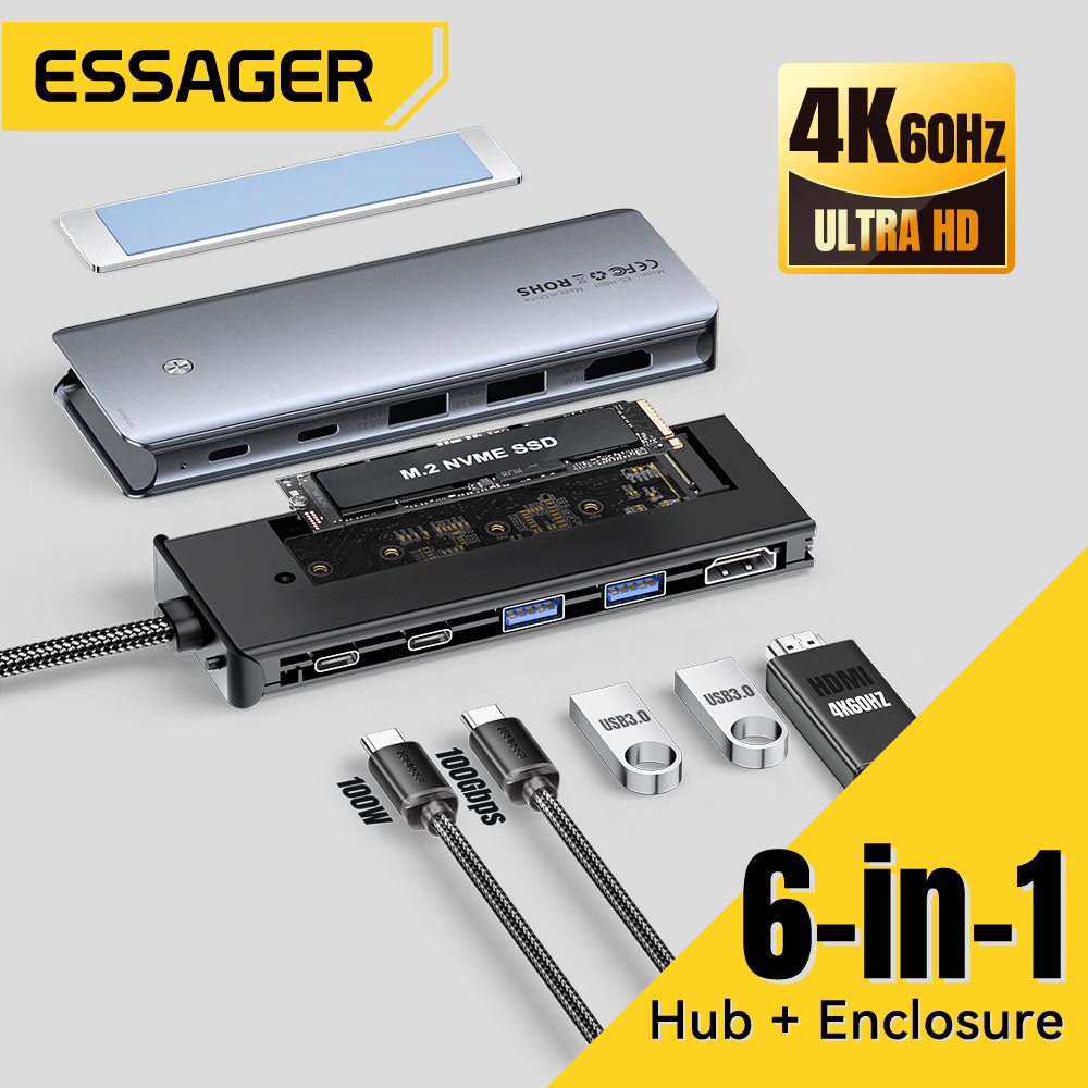 Type C Multiport Adapter - Essager USB C ハブ M.2 SSD