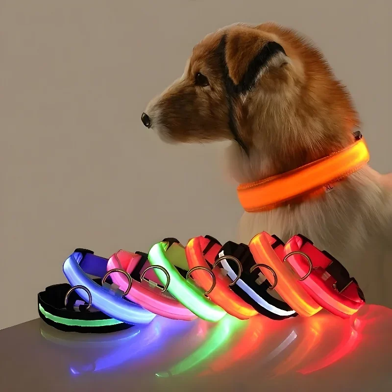 Tech Dog Accessories - 犬用首輪 ナイロン製 LEDナイトセーフティ フラッシュライト 暗闇で光る ペット用リード