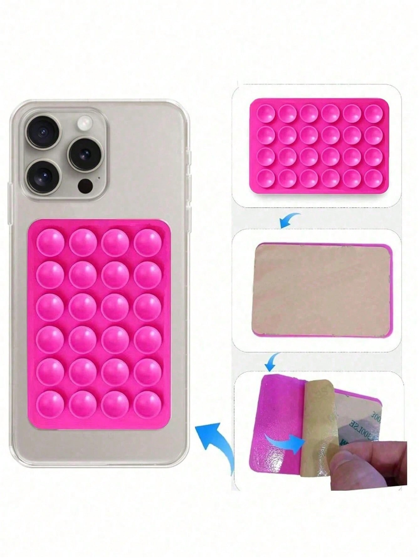 Tech Accessories Iphone - シリコン吸盤付きスクエア型スマホケース、粘着式滑り止めハンズフリーアクセサリー、iPhone用、自撮り動画撮影に最適
