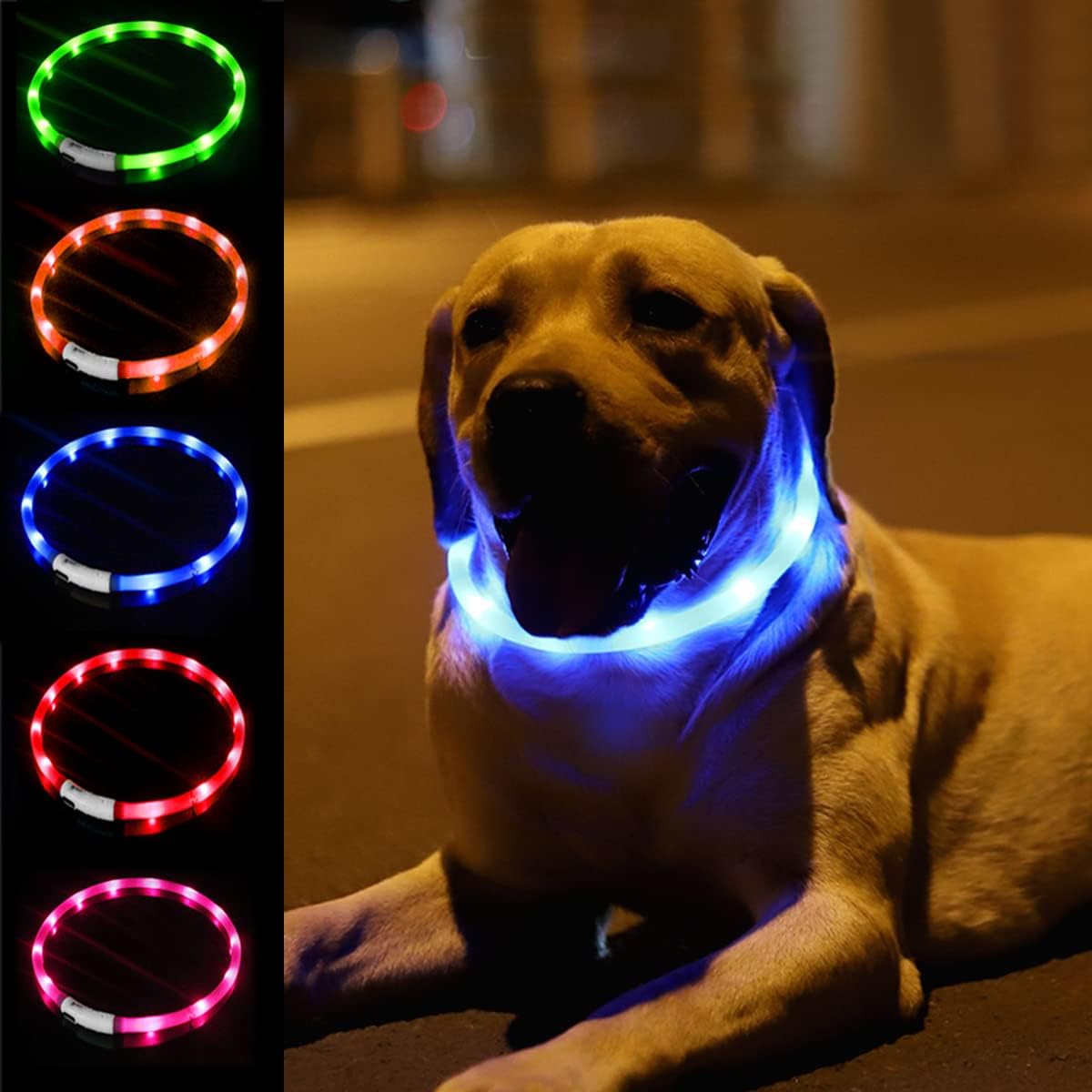 充電式シリコンLED犬の首輪,ペットの安全性の向上,夜間の視 - Tech Dog Accessories のレビューと価格