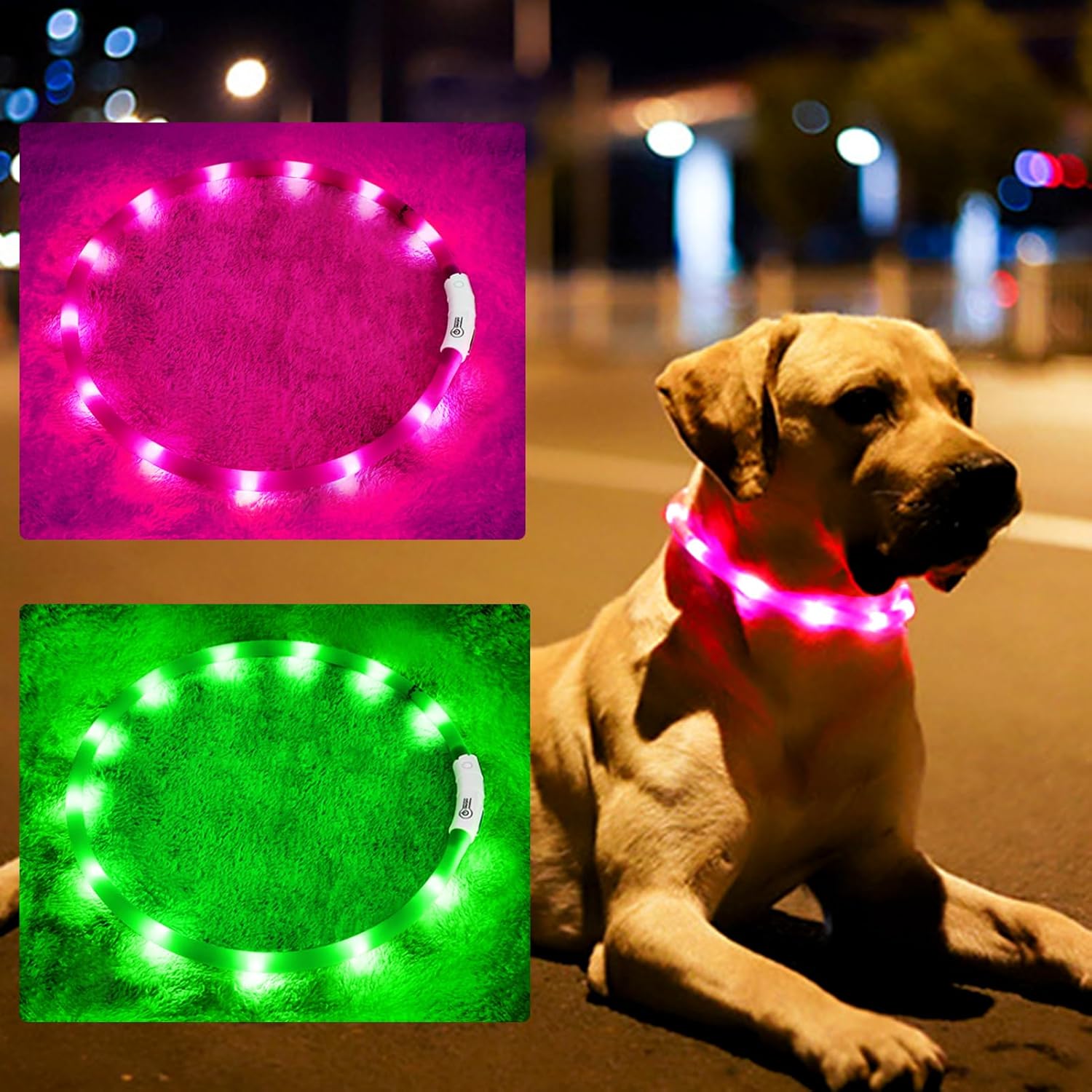 充電式シリコンLED犬の首輪,ペットの安全性の向上,夜間の視 - Tech Dog Accessories のレビューと価格
