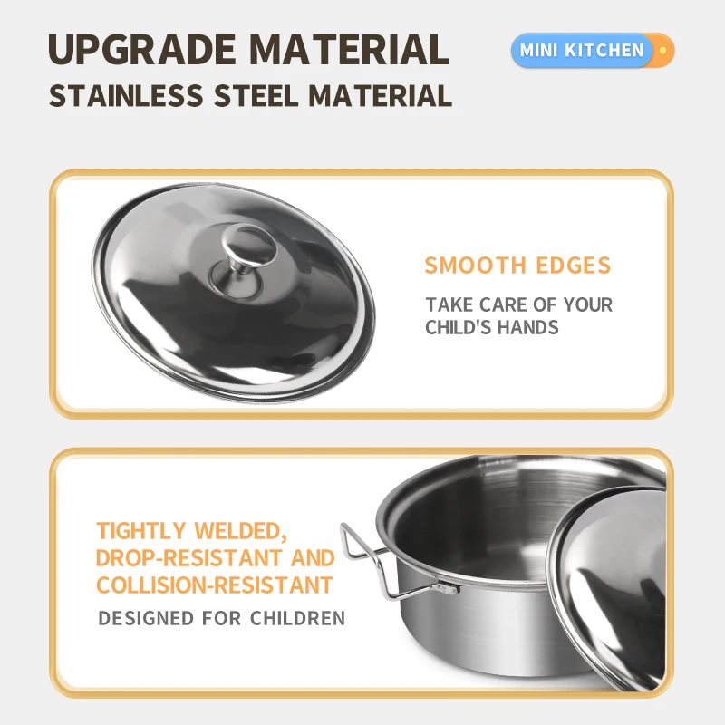 ステンレス製キッズキッチンおもちゃセット、本物そっくりの金属 - Hi Tech Kitchen Accessories のレビューと価格