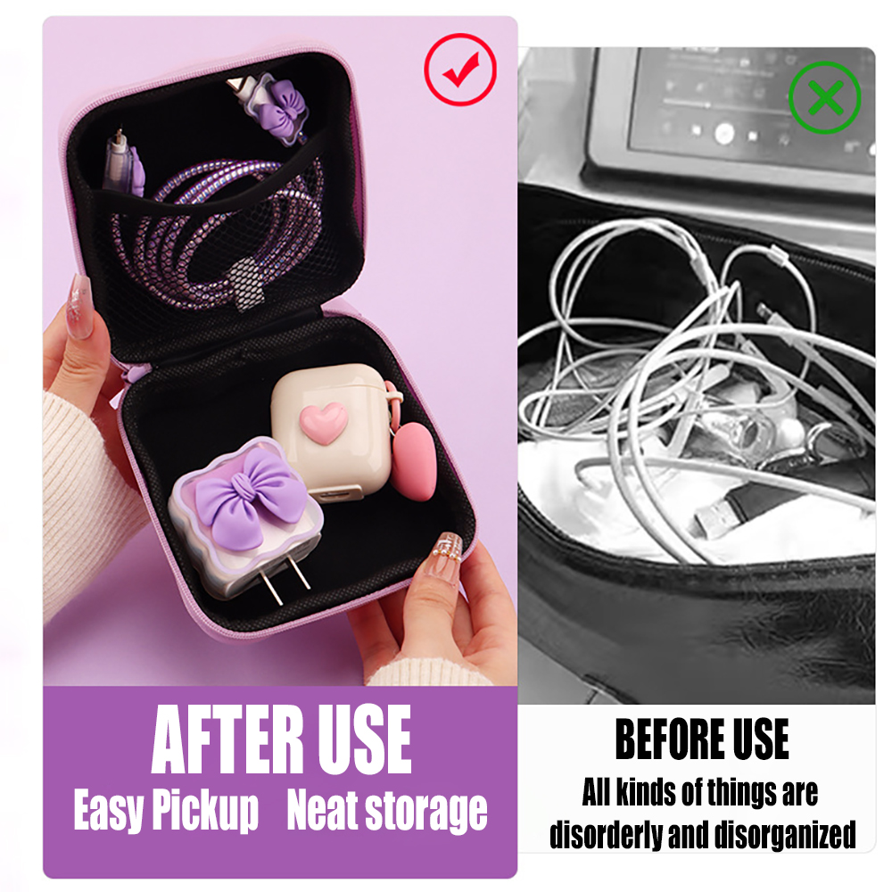 充電器保護ケーブルプロテクターセット収納バッグ　可愛い3Dリ - Tech Accessories Kit のレビューと価格