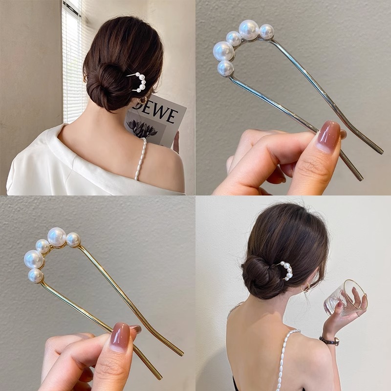 新しいメタルヴィンテージU字型ヘアピンパールヘアスティックロ - Vintage Tech Accessories のレビューと価格