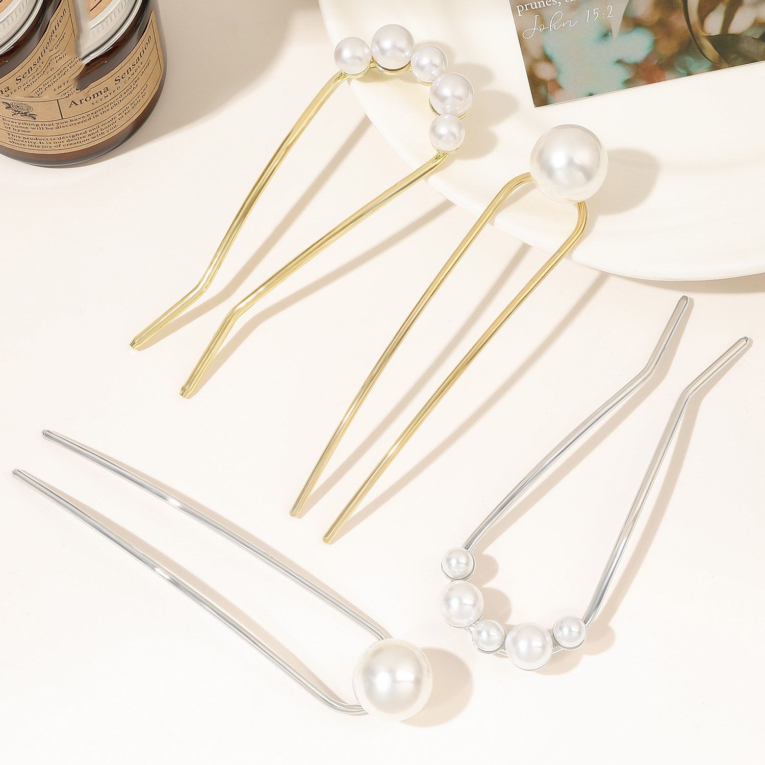 新しいメタルヴィンテージU字型ヘアピンパールヘアスティックロ - Vintage Tech Accessories のレビューと価格