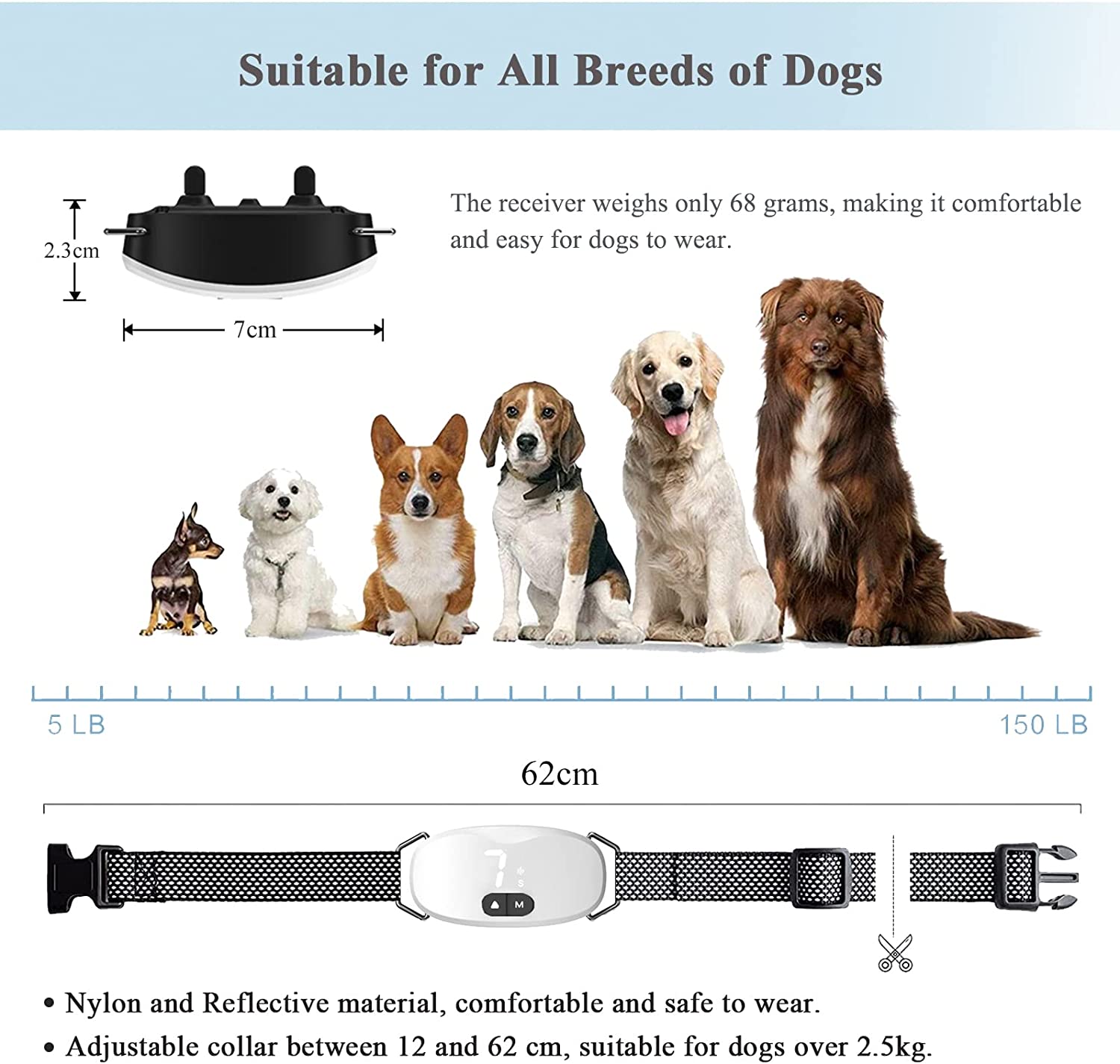 無駄吠え防止犬首輪 感電振動音 LED付き 小型大型犬用 無 - Tech Dog Accessories のレビューと価格