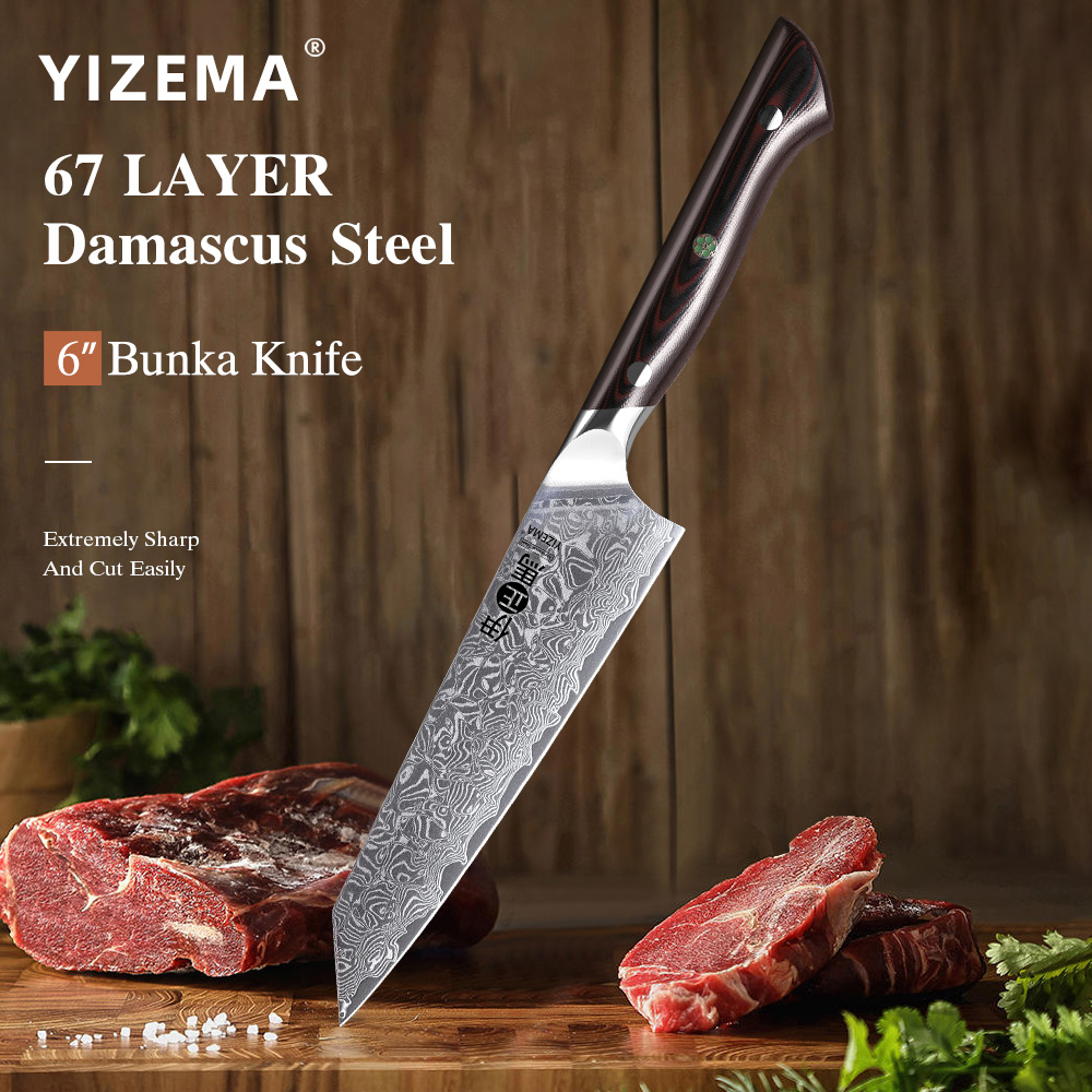 YIZEMA 6インチ 文化包丁 高品質 日本製 ダマスカス - High Tech Kitchen Accessories のレビューと価格