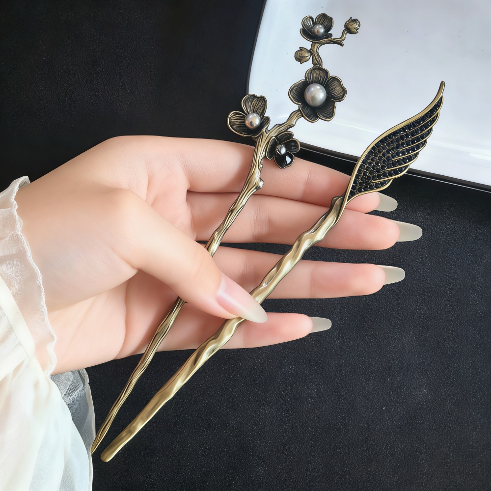 合金製シンプルヘアスティック 女性用 女の子用 メタルヘアピ - Vintage Tech Accessories のレビューと価格