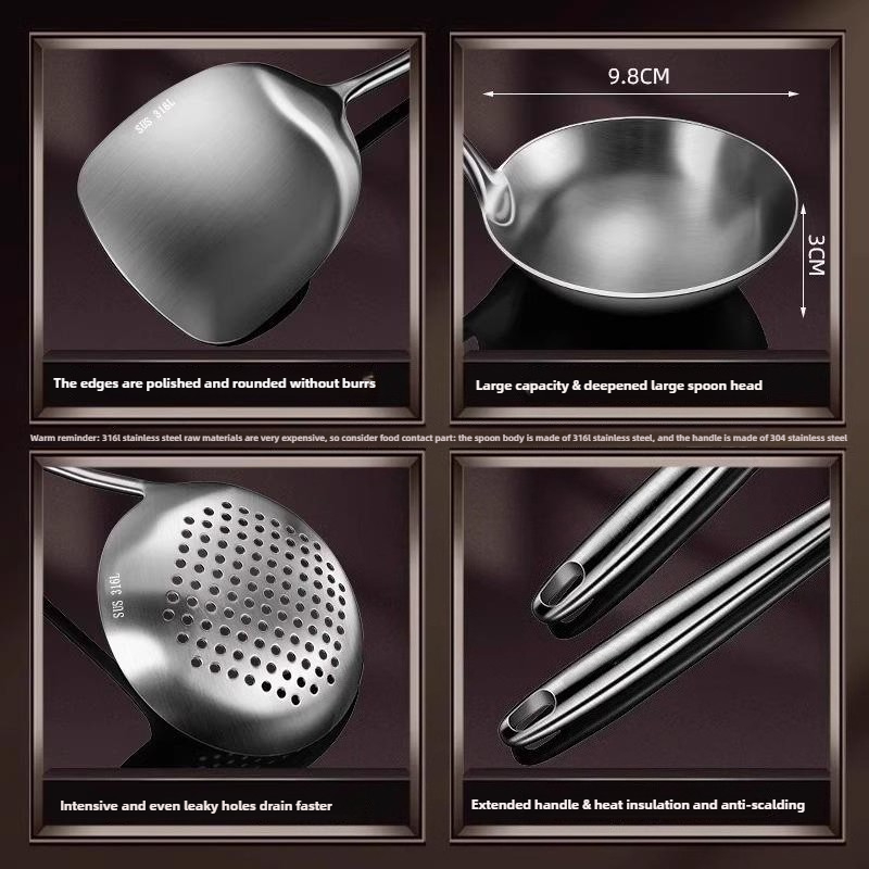 食品グレードステンレス製中華鍋用スパチュラ、金属製キッチン用 - Hi Tech Kitchen Accessories のレビューと価格